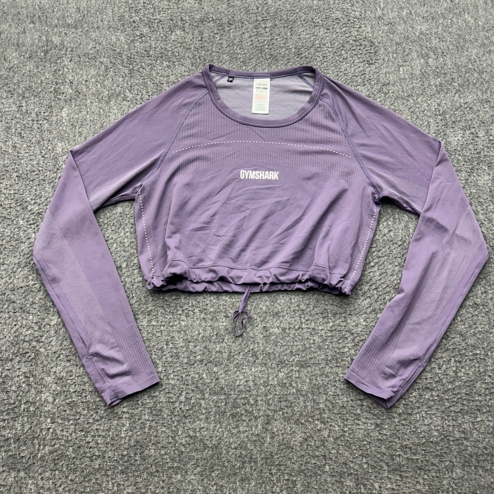Gymshark Breeze Lightweight Seamless Long Sleeve Crop Top Medium Purple